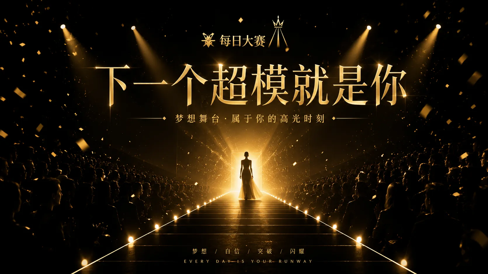 每日大赛黑金舞台与成年模特赛事主视觉
